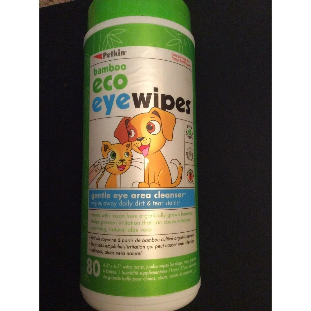 Petkin Bamboo Pet Eye Wipes, 80 Moist Wipes B28